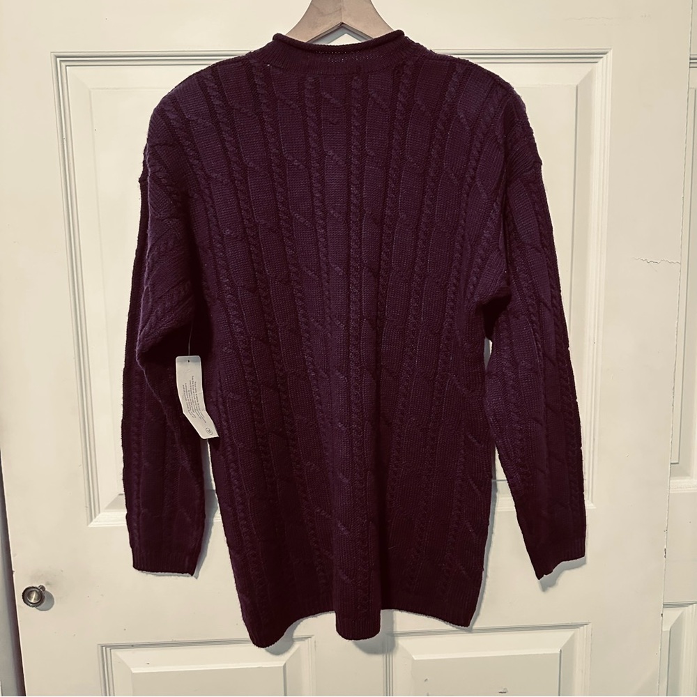 Vintage | Sweater | Karen Scott | Cable Knit V-Neck Sweater in Plum | Academic - Picture 10 of 10